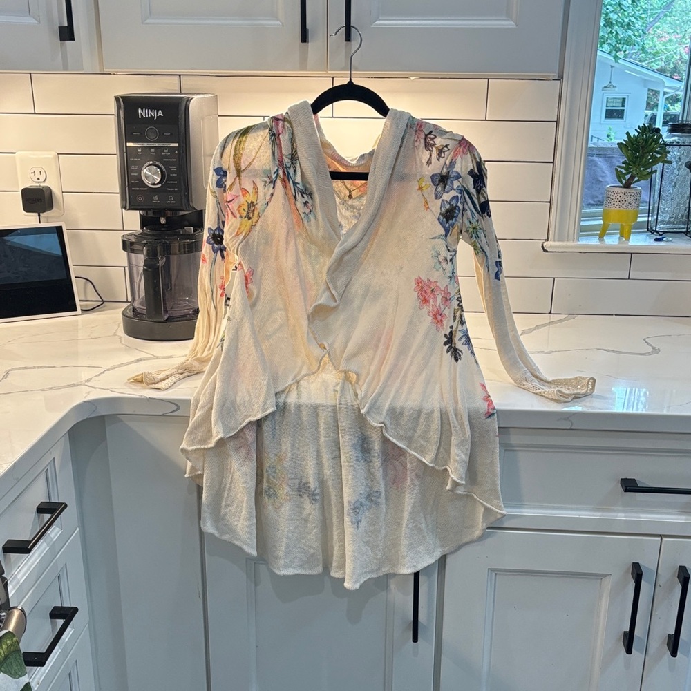 Anthropology Floral Cream Women's Cardigan